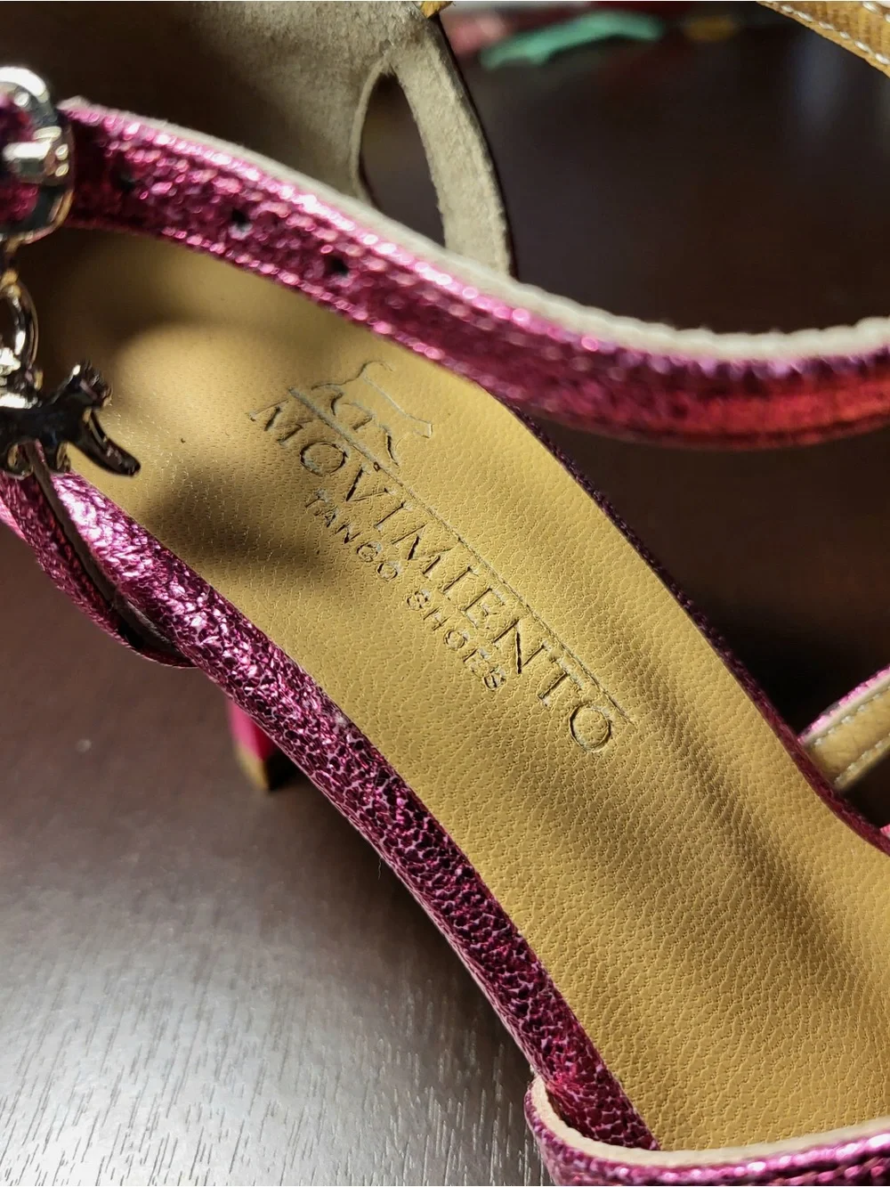 Fuchsia Satin Open-Toe Heels with Glitter Straps